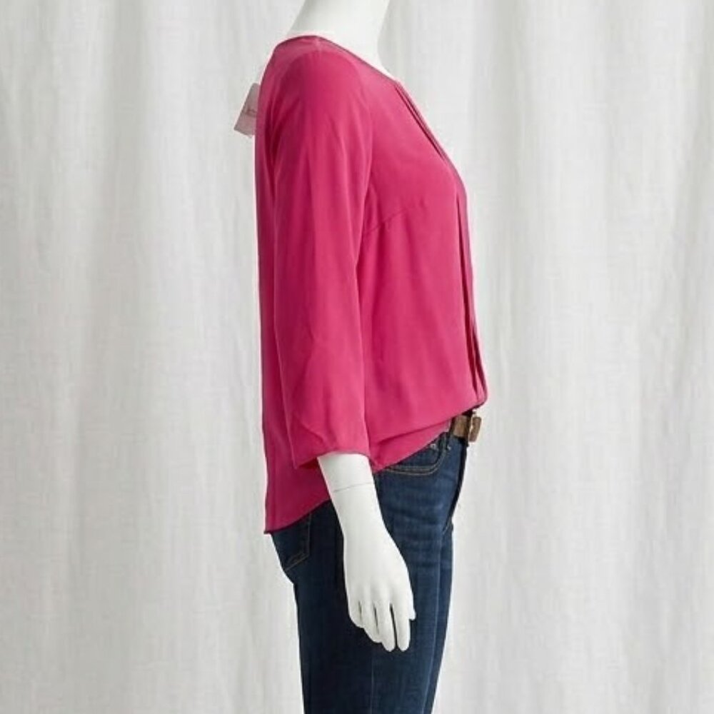 NWT Loft Pleated Magenta Workwear Blouse Women Size L - Picture 3 of 14